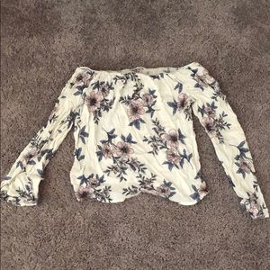 Off the shoulder flowery shirt